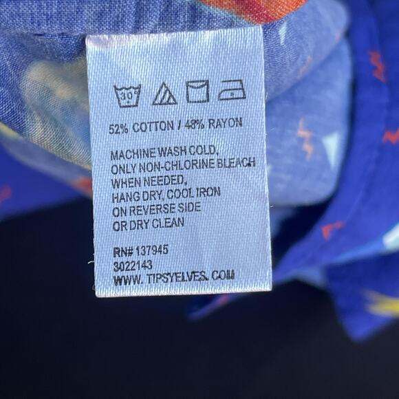 Tipsy Elves Shirt Mens Large Blue Bomb Pop Popsicle Lightning Novelty Button Up - Picture 7 of 11